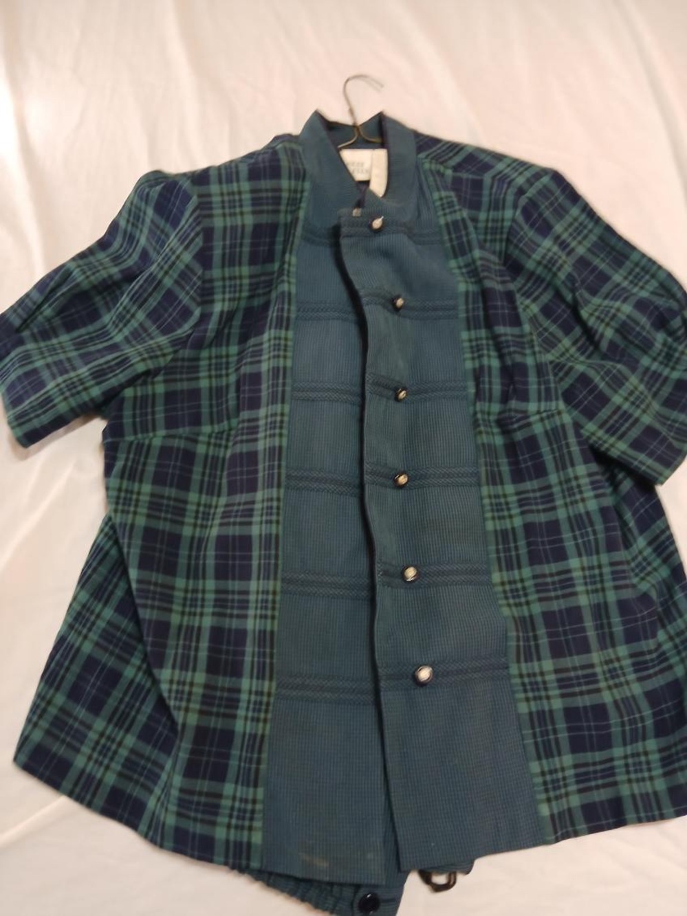 Other Stories Blue and Green Plaid Button-Front Shirt Jacket